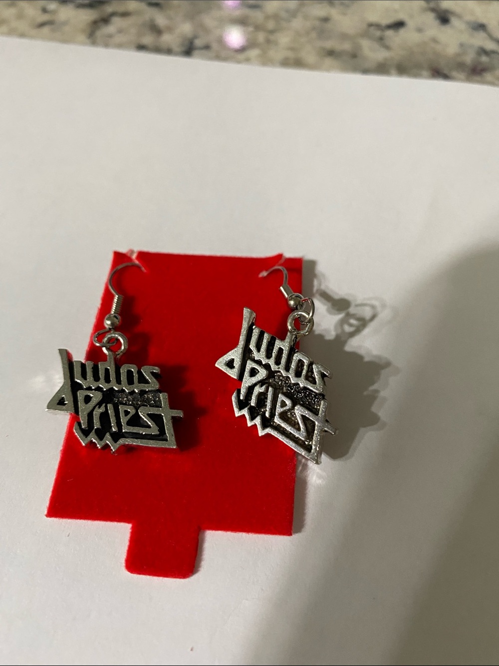 Judas Priest Logo Dangle Earrings in Silver